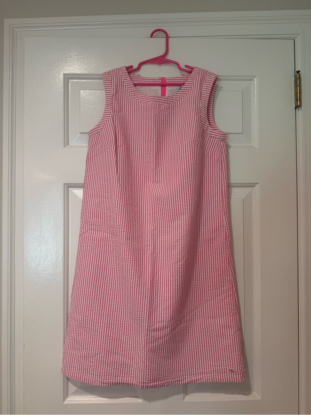 Vineyard Vines Pink Seersucker Sleeveless Shift Dress